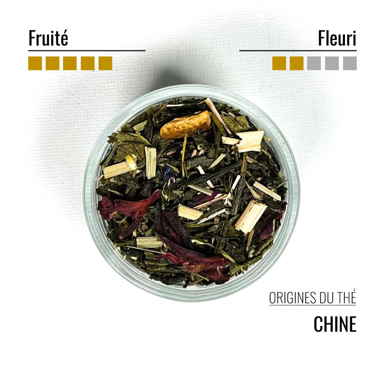 Boite thé vert grenade agrumes fleurs - BIO - Gauclin