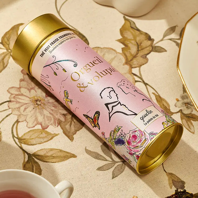 Boite thé vert fraise framboise rose - BIO - Gauclin
