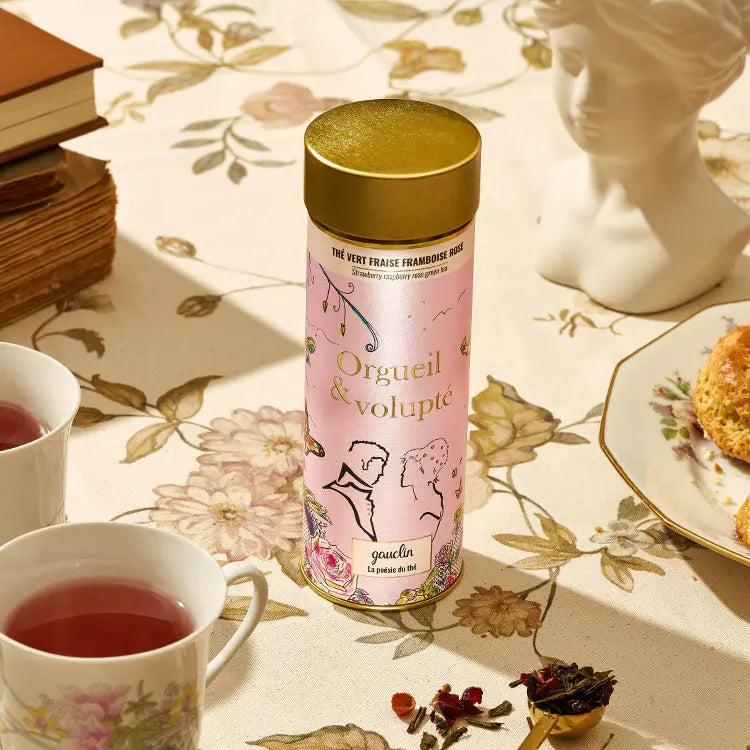 Boite thé vert fraise framboise rose - BIO - Gauclin