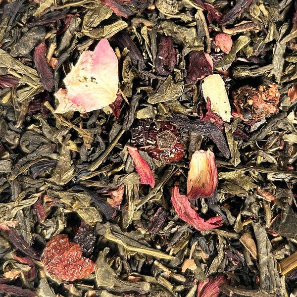 Flacon thé vert fraise framboise rose - BIO
