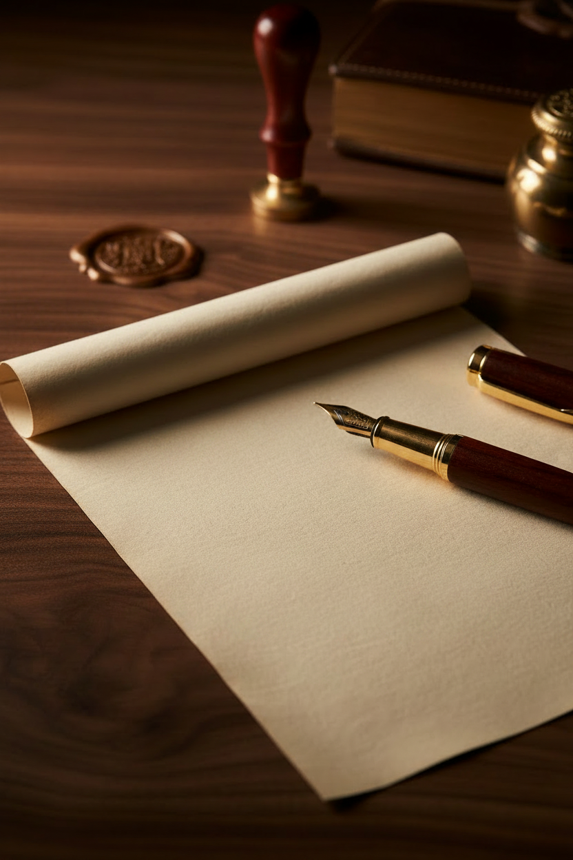 Lettre vierge sur parchemin